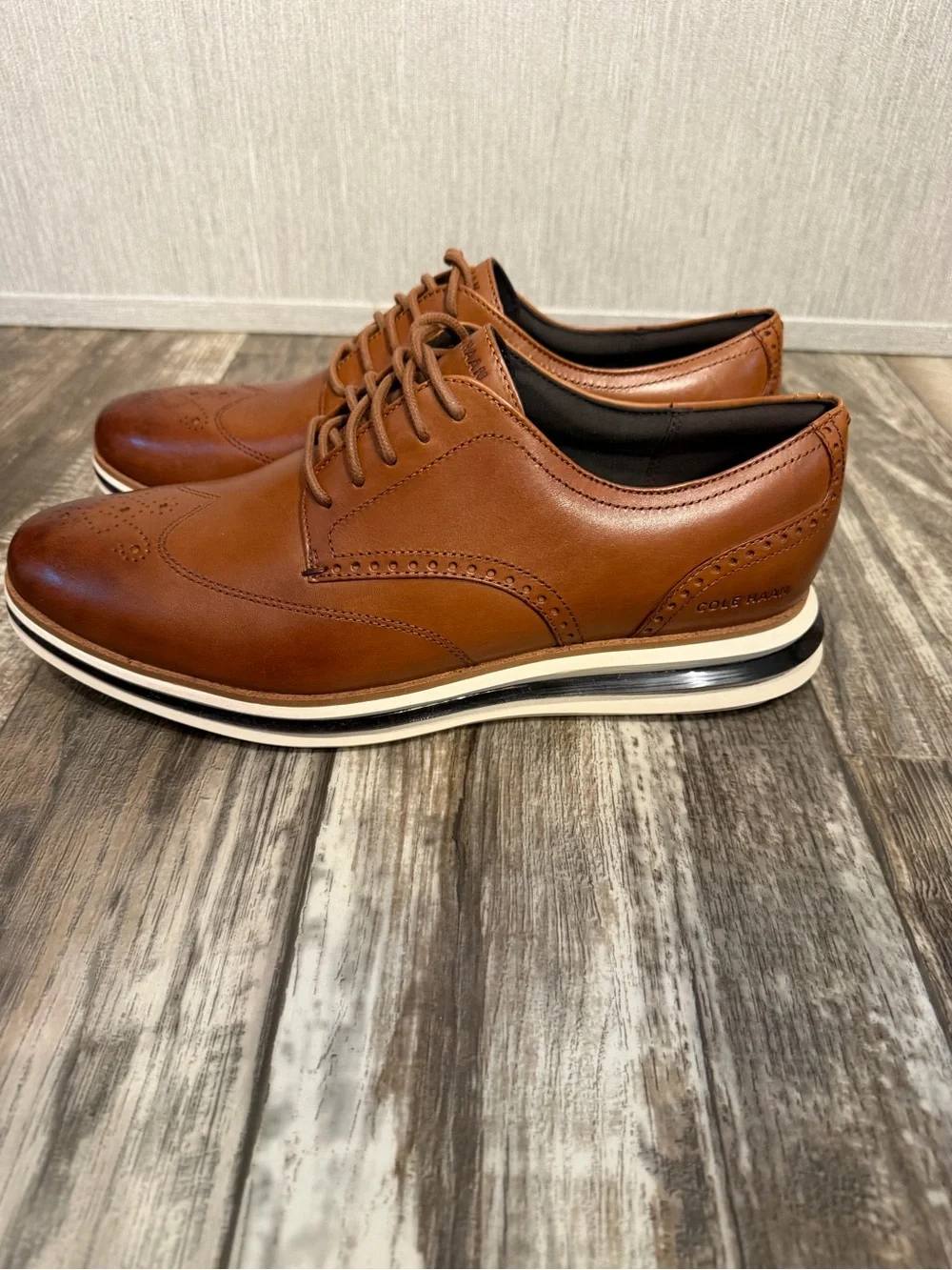 Cole Haan Tan Leather Wingtip Derby Sneakers Size 12